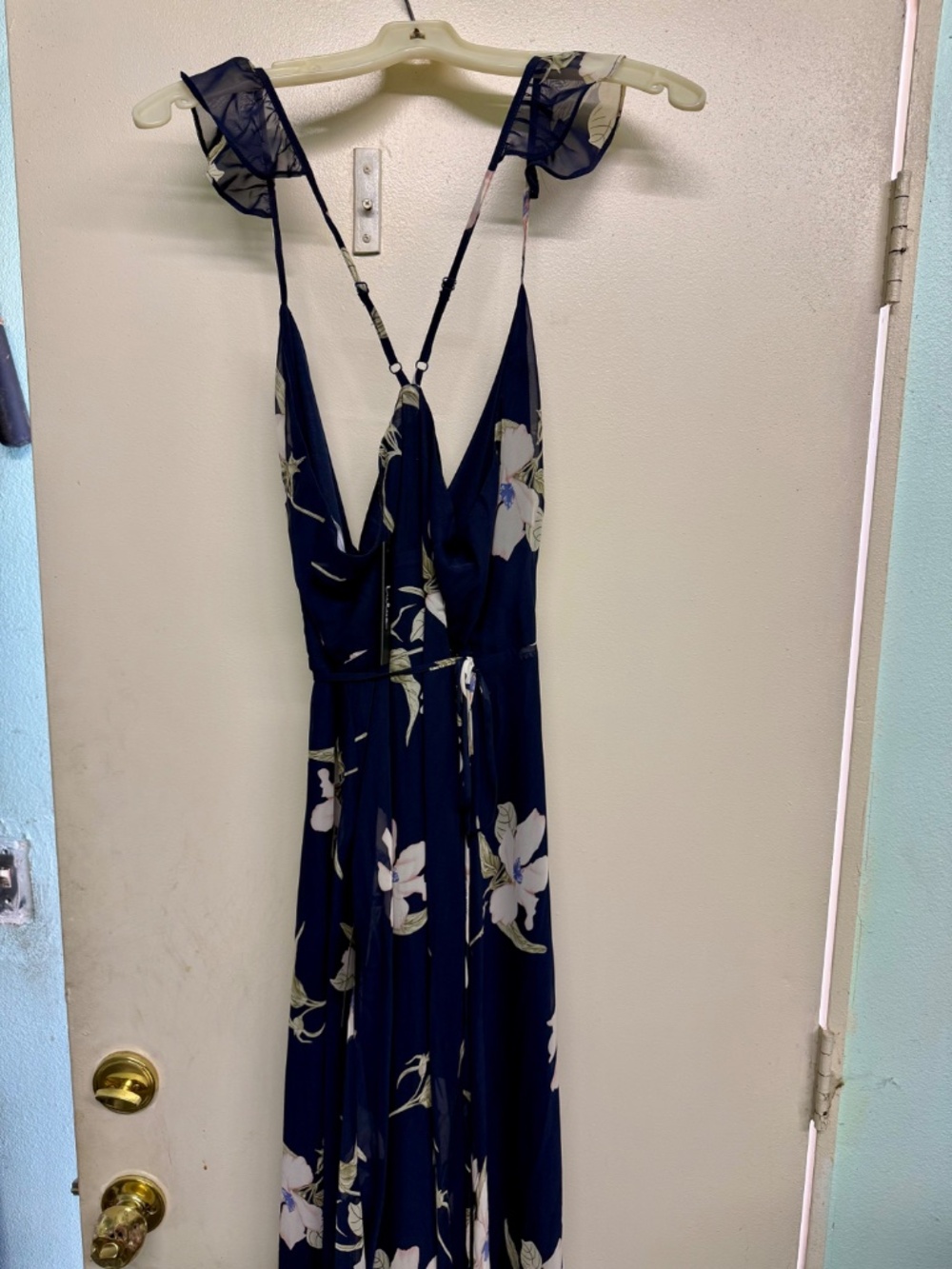 NWT Lulus Blue Floral Wrap Dress - Picture 4 of 6